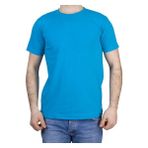 Canegem Sıfır Yaka, Kısa Kol Tişört - Turkuaz - 3XL