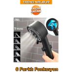 Canero Pu 5 Fonksiyonlu Turbo Fanlı Pervaneli Lüks Duş Başlığı Siyah Duş Başlığı Beyaz