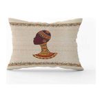 Cango Home CGH1260-3550 Çift Tarafı Baskılı 35 x 50 cm Krem Etnik Afrika Kadın Figürlü Dijital Baskılı Kırlent Yastık Kılıfı