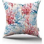 Cango Home Çift Taraflı Kırmızı Mavi Marin Desenli Dijital Baskılı Kırlent Kılıfı CGH1153 - 43 x 43 cm