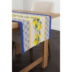 Cango Home Mavi Sarı Dekoratif Limon Desenli Dijital Baskılı Runner CGH1050-RN - 40 x 140 cm