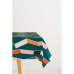 Cango Home Mavi Turuncu Modern Figürlü Masa Örtüsü CGH176-MS - 140 x 170 cm