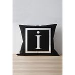 Cango Home Renkli Harfli Kırlent Yastık Kılıfı - İ Harfi - 43x43 cm Yumuşak Tuşeli - 43 x 43 cm