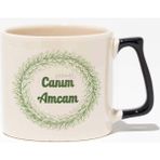 Canım Amcam Baskılı Doğum Günü Hediyelik Baskılı Siyah Kulplu Modern Seramik Kupa