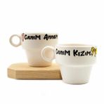 Canım Annem & Canım Kızım 2'li Espresso Bardak Seti - Hediye Seramik Fincan