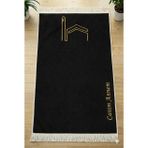 Canım Anneme - Cami Desenli Saçaklı Kadife Seccade - Siyah