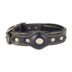 Canini Collar Hakiki Yağlı Deri Airtag Uyumlu Köpek Tasması – Dayanıklı, Konforlu ve Şık Tasarım, Airtag Bölmeli Gerçek Deriden Köpekler İçin Tasma (Lacivert, XS)
