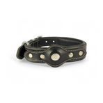 Canini Collar Hakiki Yağlı Deri Airtag Uyumlu Köpek Tasması – Dayanıklı, Konforlu ve Şık Tasarım, Airtag Bölmeli Gerçek Deriden Köpekler İçin Tasma (Siyah, XS)