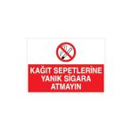 Canis Etiket Kağıt Sepetlerine Yanık Sigara Atmayın Alüminyum - 25 x 35 cm
