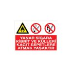 Canis Etiket Yanar Sigara Kibrit ve Külleri Kağıt Sepetlere Atmak Yasaktır Dekota - 25 x 35 cm