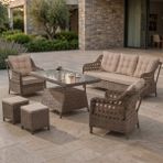 Canisa Akasya Serisi 1. Sınıf 3+1+1+2 Puf Kahverengi Rattan Cappucino Minder Bahçe Takımı, Balkon Takımı - Cappuccino - Kahverengi