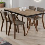 Canisa Akort Serisi Mdf Sabit 80X130 Atlantik Çam Mutfak Masası Takımı 4 Sandalye - Cappuccino