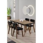 Canisa Akort Serisi Mdf Sabit 80X130 Atlantik Çam Mutfak Masası Takımı 4 Sandalye - Siyah