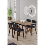 Canisa Akort Serisi MDF Sabit Mutfak Masası Takımı 80x130 cm, Atlantik Çam, 4 Antrasit Sandalye