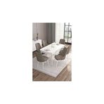 Canisa Are Serisi 80x132 MDF Açılabilir Beyaz Masa Takımı Gold Halkalı Cappucino 6 Sandalye