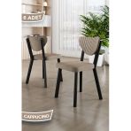 Canisa Arfe Serisi 6 Adet Cappucino Mutfak Sandalyesi Siyah Metal İskeletli 1. Sınıf Babyface Kumaş