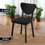 Canisa Arfe Serisi 6 Adet Mutfak Sandalyesi Siyah Metal Iskeletli Babyface Kumaş