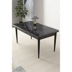 Canisa Arp Serisi 70x110 cm Sabit Siyah Mermer Desen Yemek Odası Masası