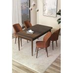 Canisa Arp Serisi 70X110 Sabit Mutfak Masası Takımı Barok Desen Masa 4 Kiremit Sandalye