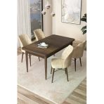 Canisa Arp Serisi 70X110 Sabit Mutfak Masası Takımı Barok Desen Masa 4 Krem Sandalye