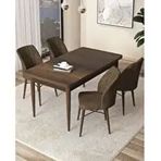 Canisa Arp Serisi Barok Ahşap Desen 70x110 cm Sabit Kahverengi Mutfak Masa Takımı