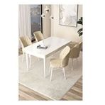 Canisa Arp Serisi Beyaz 70x110 cm Sabit Krem Mutfak Masa Takımı