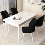 Canisa Arp Serisi Beyaz Masa 70 x 110 cm Sabit Mutfak Masası Takımı 4 Sandalye - 70 x 110 cm