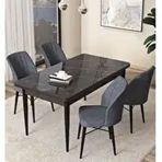Canisa Arp Serisi Siyah Mermer Desen 70x110 cm Sabit Füme Mutfak Masa Takımı