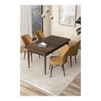 Canisa Arp Serisi,barok Ahşap Desen 70x110 Sabit Mutfak Masa Takımı Masa 4 Sandalye Cappuccino