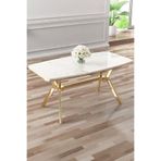 Canisa Asel Serisi 90x160 cm Lak Panel Beyaz Mermer Desen Gold Kaplama Ayaklı Mutfak Masası