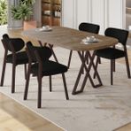 Canisa Axton Serisi Sabit Mdf 90X168 Atlantik Çam Mutfak Masa Takımı 4 Siyah Sandalye