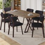 Canisa Axton Serisi Sabit Mdf 90X168 Atlantik Çam Mutfak Masa Takımı 6 Sandalye - Antrasit