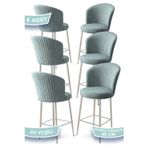 Canisa Concept Alte Serisi 6 Adet Babyface Kumaş 65 Cm Krom Kaplama Ayaklı Su Yeşili Bar Sandalyesi