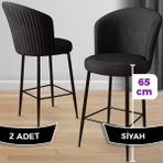 Canisa Concept Alte Serisi Babyface Siyah Kumaş-Siyah Metal Ayak 2 Adet Bar Sandalyesi