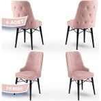 Canisa Concept Araz Serisi Babyface Ithal Kumaş Sandalye Siyah Gürgen Ayak 4 Adet Sandalye - Pembe
