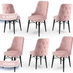 Canisa Concept Araz Serisi Babyface Ithal Kumaş Sandalye Siyah Gürgen Ayak 6 Adet Sandalye - Pembe