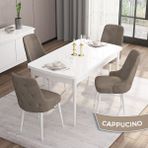 Canisa Concept Are Serisi 80 x 132 cm Açılabilir Mdf Masa Beyaz Mutfak Masa Takımı 4 Sandalye Gümüş Halkalı - 80x132 - Cappuccino