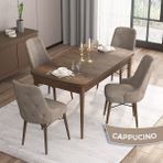 Canisa Concept Are Serisi 80 x 132 cm Mdf Masa Barok Ahşap Desen Masa Takımı 4 Sandalye Gümüş Halkalı - 80x132 - Cappuccino
