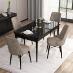 Canisa Concept Are Serisi, 80X132 Açılabilir Siyah Mermer Desen Mutfak Masası Takımı, 4 Sandalye - Cappuccino