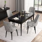 Canisa Concept Are Serisi, 80X132 Açılabilir Siyah Mermer Desen Mutfak Masası Takımı, 4 Sandalye - Gri
