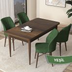 Canisa Concept Arp Serisi 70x110 cm Barok Ahşap Desen 4 Sandalye Sabit Haki Yeşili Mutfak Masası Takımı