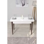 Canisa Concept Arp Serisi 70x110 cm Sabit Beyaz Masa, Ceviz Ayak, Mutfak Masası