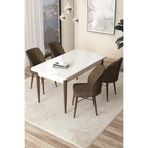 Canisa Concept Arp Serisi 70x110 cm Sabit Mutfak Masası Takımı, Beyaz Masa, 4 Kahverengi Sandalye CNS-04ARPBCVZ