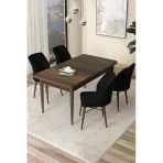 Canisa Concept Arp Serisi 70x110 Sabit Mutfak Masası Takımı Barok Desen Masa 4 Siyah Sandalye