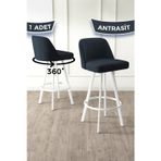 Canisa Concept Atex Serisi 1 Adet Antrasit Sandalye 360°C Döner Bar Sandalyesi Beyaz Metal Ayaklı