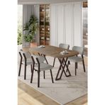 Canisa Concept Axton Serisi Sabit Mdf 90X168 Atlantik Çam Mutfak Masa Takımı 4 Gri Sandalye