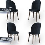 Canisa Concept Bika Serisi 4 Adet Mutfak Sandalyesi Ceviz Gürgen Ayaklı 1. Sınıf Babyface Kumaş - Ahşap
