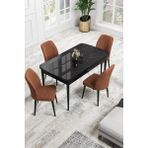 Canisa Concept Canisa Rio Serisi 80 x 132 cm Mdf Açılabilir Siyah Mermer Desen Mutfak Masa Takımı + 4 Adet Sandalye - Kiremit