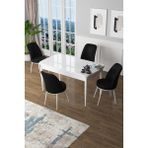 Canisa Concept Canisa Zen Serisi Açılabilir Mdf Beyaz Mutfak Masa Takımı+4 Adet Sandalye (80 x 132 Cm) - Siyah