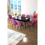 Canisa Concept Canisa Zen Serisi Açılabilir Mdf Siyah Mermer Desen Mutfak Masa Takımı+6 Adet Sandalye (80 x 132 Cm) - Mor